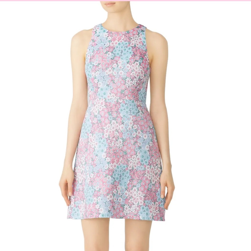 Kate Spade Floral-jacquard Blue/Pink print Mini dress Size 0 New with no tags